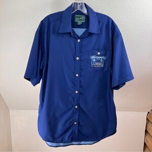 N.E.LIMITED Button Down Shirt w/button graphic pocket. Large ‘Summer Adventure’